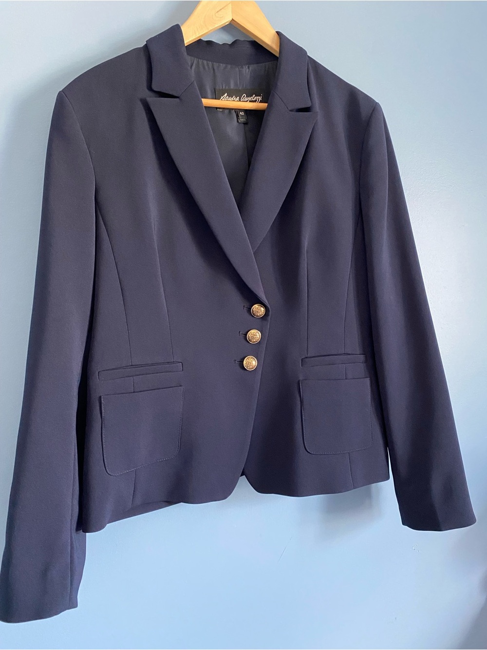Sandra Angelozzi Navy Blazer with Gold Buttons